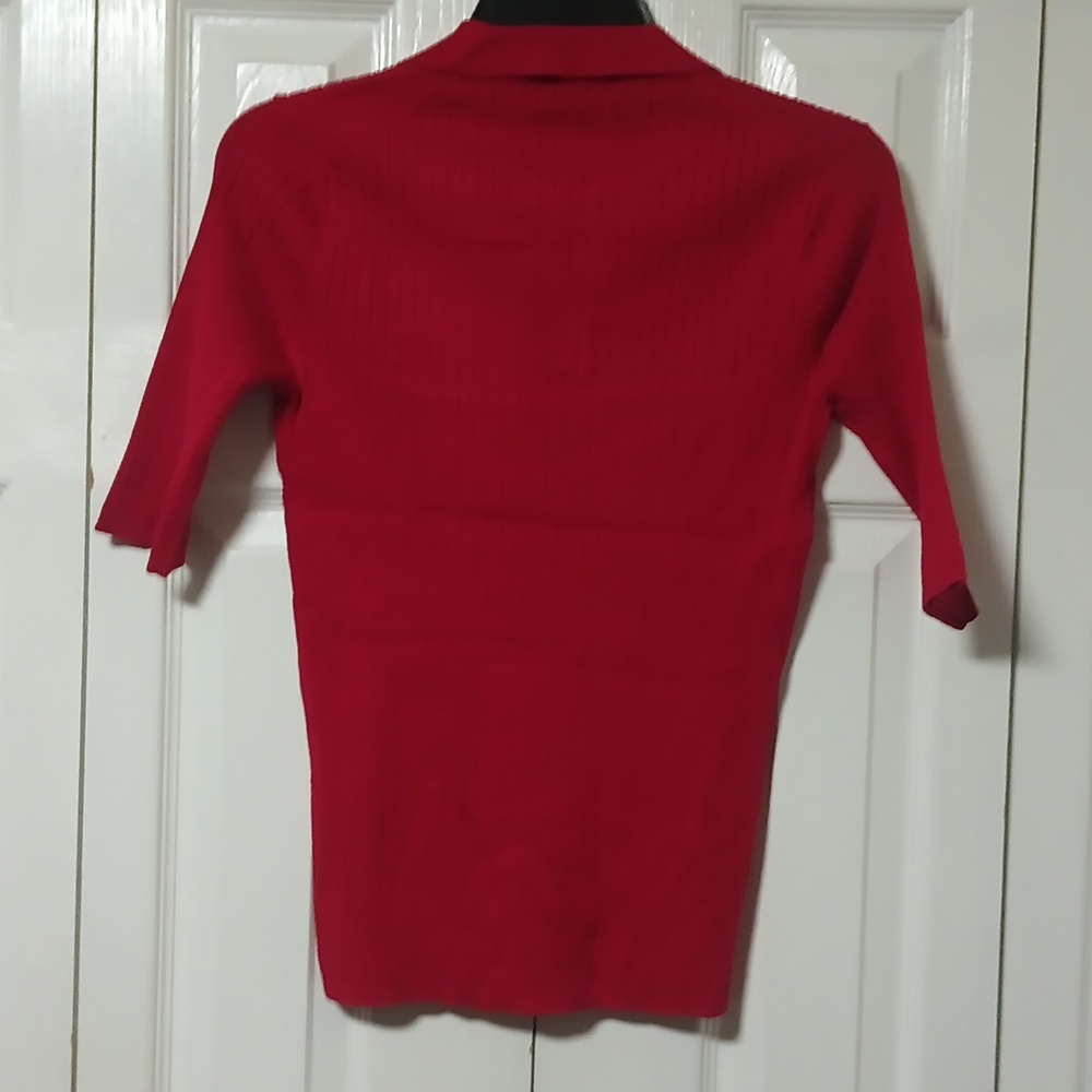 Premise Ribbed V Neck Sweater Red - Picture 3 of 8